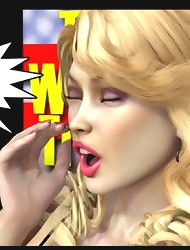 Happy blonde is getting fucked by the 3D porn dick