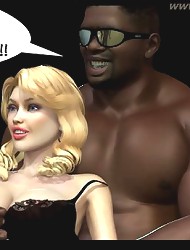 Happy blonde is getting fucked by the 3D porn dick