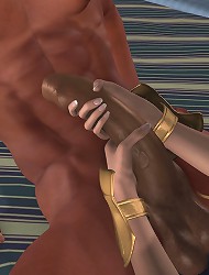 3D cartoons showing giant chocolate erected cock